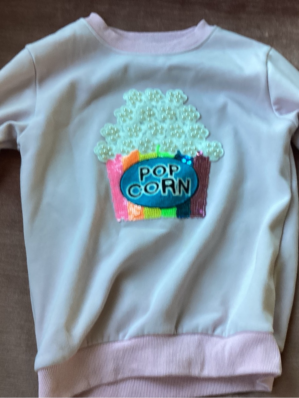 Lola + The Boys Light Pink Popcorn Patch Sweatshirt